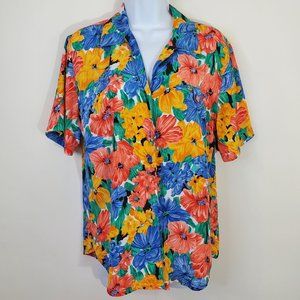 Vintage Women's Small Christie & Jill Floral Hawaiian Shirt